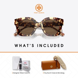 Tory Burch TY7201U Vintage Tortoise/Dark Brown Square Sunglasses for Women + BUNDLE With Deisgner iWear Complimentary Eyewear Kit