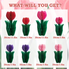 SUNBEAUTY 8 PCS Flower Honeycomb Decoration Tulip Honeycomb Decoration Mother's Day Decoration Red Tulip Decor Spring Decor Tulips Table Centerpieces Decorations