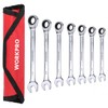 WORKPRO 7-Piece Ratcheting Combination Wrench Set, 72 Teeth, Cr-V Constructed,