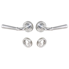 Beschläge Hamburg Door Handles Door Fitting Emily ART 70-07 MPC PZ - Door Handles with Profile Cylinder Rosettes for Office/Cellar Doors - Handle Set / Door Handle Interior Doors, Polished Chrome