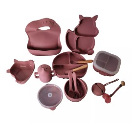 Unbranded 16pcs /silicon baby feeding set Bowl Plate spoon forks sippy cup bib pacifier