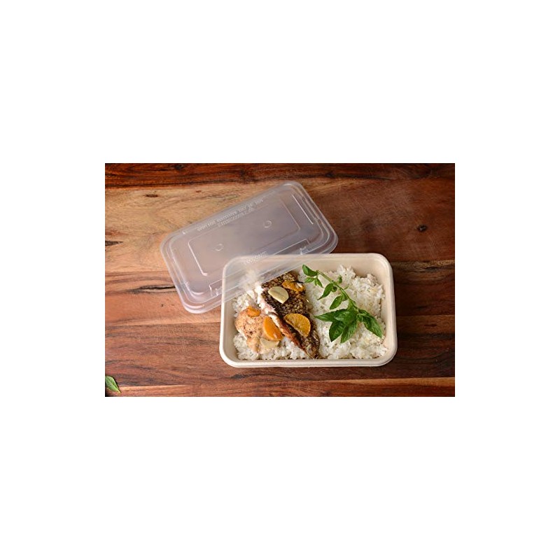 [300 Pack] 34oz Compostable Eco Friendly Container Trays - Rectangular