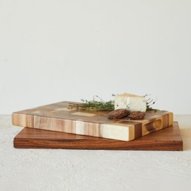 Creative Co-Op Suar Wood End Grain Rectangle Cheese and Cutting Board, Natural