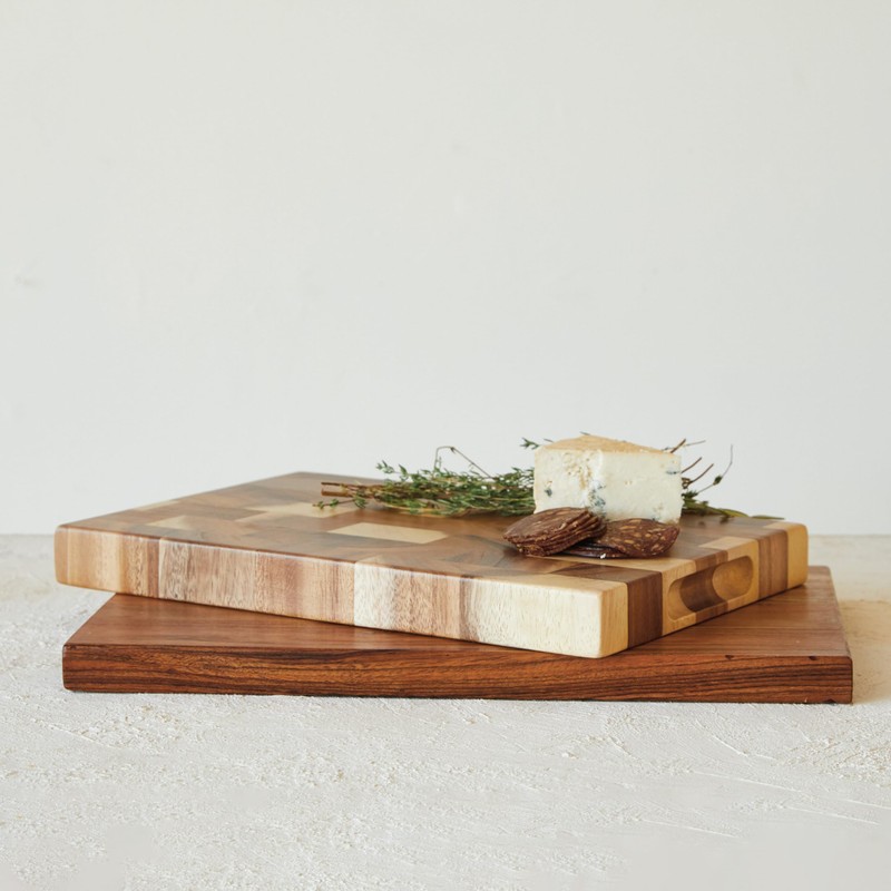 Creative Co-Op Suar Wood End Grain Rectangle Cheese and Cutting
