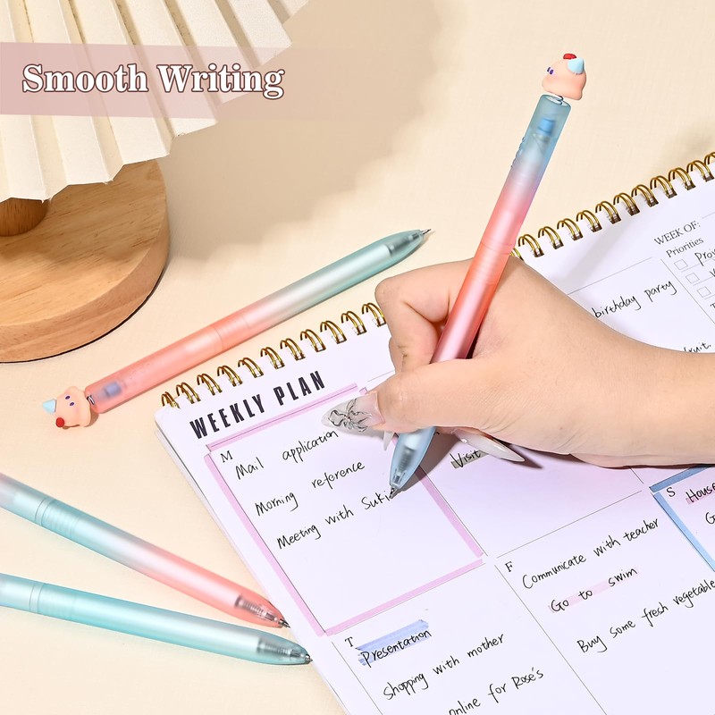 BAYTORY 4Pcs Rotatable Black Gel Pens, 0.5mm Fine Point Pen,