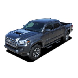 Original PRO Hood Graphic : Compatible with 2015-2023 Toyota Tacoma Hood Blackout Decal Vinyl Graphic Stripes (Fits as Shown) (10 Bright Gloss White – Wet Install)