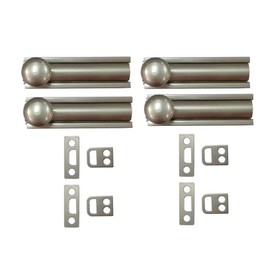 QCAA Solid Brass Surface Bolt, 2", Satin Nickel, 4 Pack, Made in Taiwan
