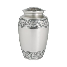 Pewter Cremation Urn for Human Ashes Adult, Cardinal Cremation Urns for Human Ashes, Hand Crafted Burial and Funeral Cremation Urn, Funeral Memorial with Elegant Finish - 10 Inch - Silver