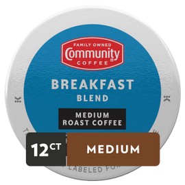 Community Coffee Breakfast Blend 12 Count Coffee Pods, Medium Roast, Compatible with Keurig 2.0 K-Cup Brewers, 12 Count (Pack of 1)