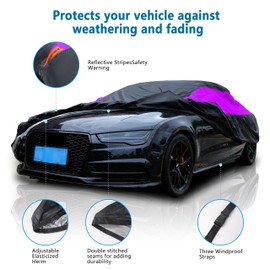MORNYRAY MORNYRAY Waterproof Car Cover All Weather Snowproof UV Protection Windproof Outdoor Full car Cover, Universal Fit for Sedan (Purple, A0-Fit Sedan Length(Up to 153 inch)