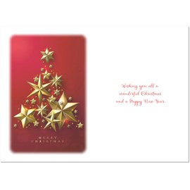 doodlecards Sister and Family Christmas Card Gold Star Christmas Tree Large A4 Size Christmas Card for Sister & Family with Plain Envelope