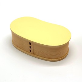 Magewappa Pastel Color, Wooden Bean Shape, Single Tier, Pink, Yellow, Gray, Magewappa, Lunch Box, Stylish, Cute (Yellow)