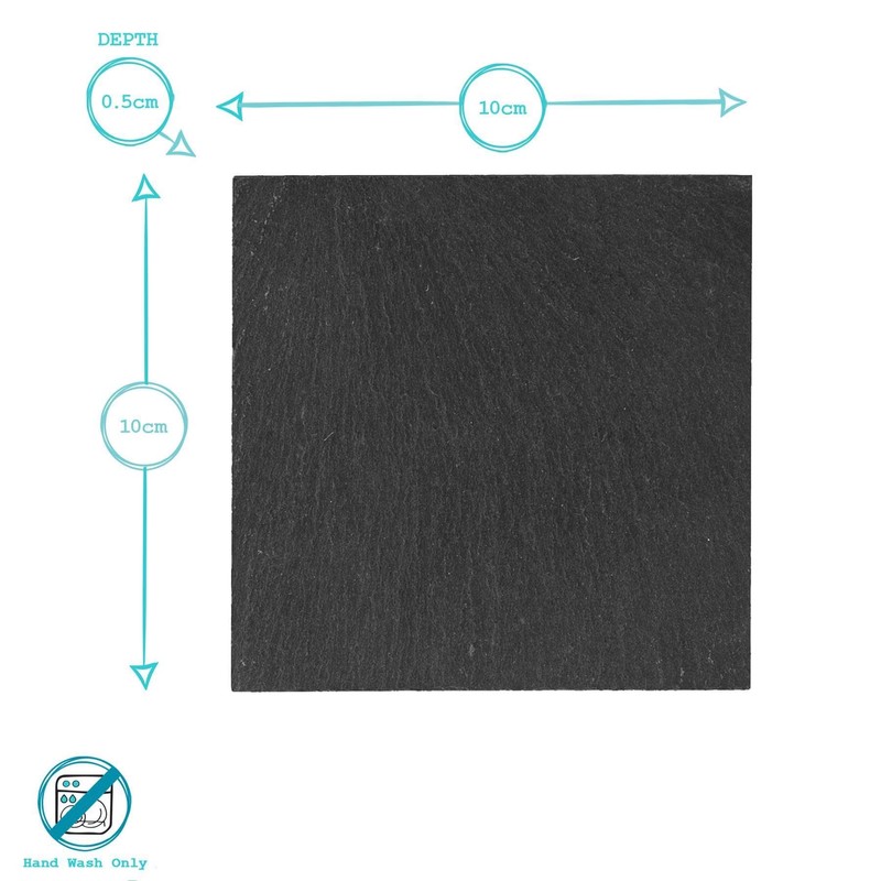 Argon Tableware Square Slate Coasters - 10cm - 6 Piece