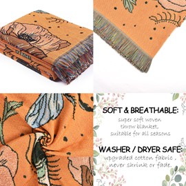 Shesyuki Boho Throw Blanket Reversible Cotton Bohemian Tapestry Hippie Room Decor Double Sided (Boho Bee Yelow 50"x60")