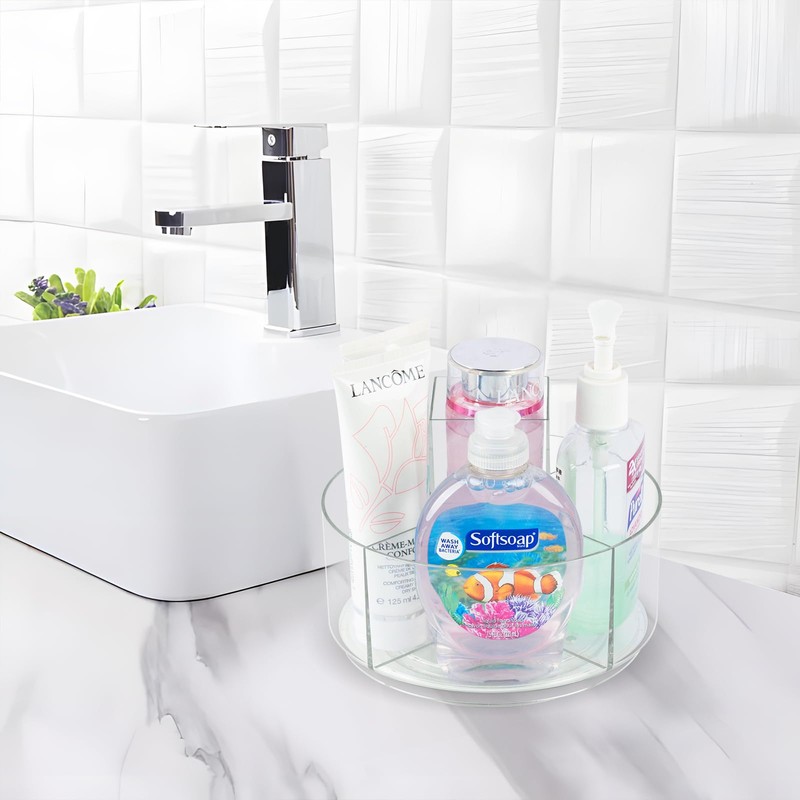360° Rotating Makeup Organizer Clear Lazy Susan Organizer for Vanity,