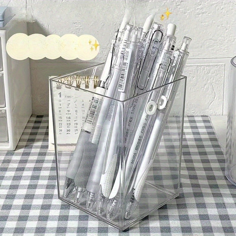 Desk Organizer Pen Holder – Clear Acrylic Pen Holder, Storage