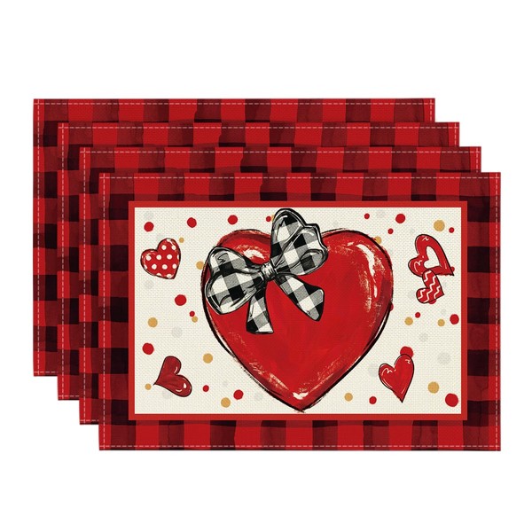 Artoid Mode Bow Tie Heart Valentines Day Placemats Set of
