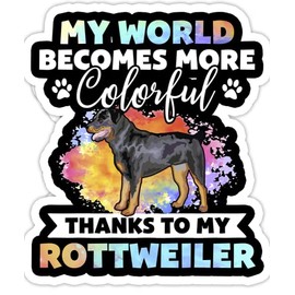 eden tee Colorful World Rottweiler Dog Dogs Paws Dog mom- 4x3 Vinyl Stickers, Laptop Decal, Water Bottle Sticker (Set of 3)