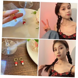 FOMIYES 1 Pair Adorable Red Mushroom Dangle Earrings for Women Unique Tiny Hoop Fashion Jewelry Cute Nature Inspired Accessories for Daily Wear Durable Material Eye Catching Design