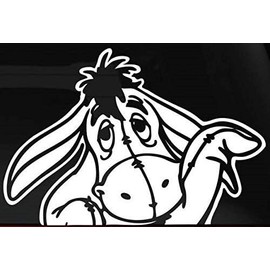 Eeyore Waving Peeking White Car Truck Vinyl Decal Art Wall Sticker| 6.5 by 4.75 inch|White