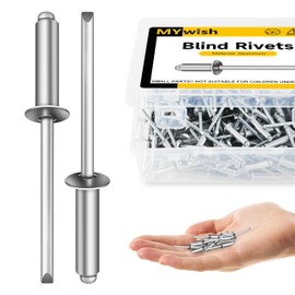 Mywish (400Pcs) 1/8" x 1/4" Blind Pop Rivets Aluminum Grip and Steel Mandrel Blind Rivets, Open End 1/8 Rivets for Metal