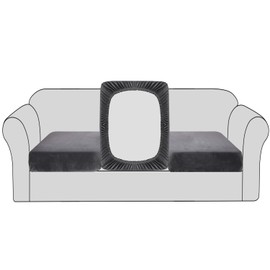 BellaHills Velvet Stretch Sofa Seat Cushion Covers Modular Cushion Covers Sofa Couch Cushion Covers Furniture Protector Sofa Seat Cover with Elastic Bottom(3 Pieces, Grey)