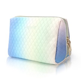 Aosbos Bolsa de cosméticos con cierre, bolsa de maquillaje para mujeres y niñas, artículos esenciales de viaje, bolsa de cosméticos impermeable, bolsa de maquillaje para bolso, bolsa de maquillaje de piel, Maquillaje para mujer, Gradient-PkGnBe, Lujoso