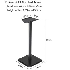 Headphone Stand Headset Holder, Proxima Direct Earphone Stand with Aluminum Supporting Bar Flexible Headrest ABS Solid Base for All Size Wired Wireless Headphone - Black