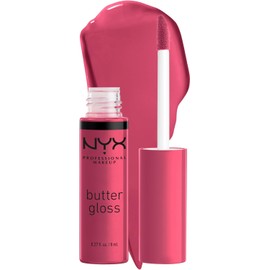 NYX PROFESSIONAL MAKEUP Butter Gloss - Brillo de labios antiadherente, tarta de queso de fresa (rosa cálido)