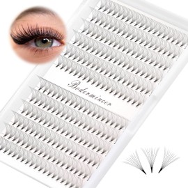 Dedila Short Stem Nature Long 10D Premade Fans Dramatic Volume Eye Lashes Extensions Thickness 0.07mm D Curl Soft and Light Weight Individual False Eyelashes Cluster (17mm)
