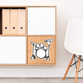 Large 210mm 'Drum Kit' Permanent Sticker Decal for Cars/Windows/Bins/Walls etc (DW00082534)