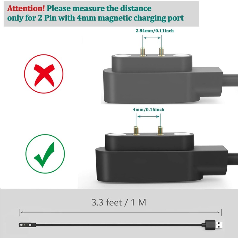 Mugust Gloryfit Smart Watch Charger, 4mm Magnetic USB Charging Cable