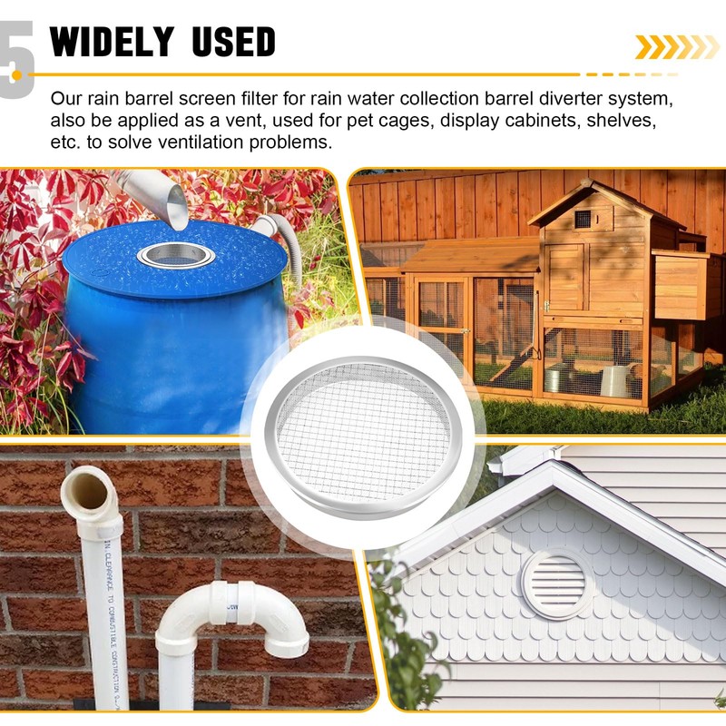 Rain Barrel Screen Filter 6 inch, Rain Barrel Cover Vent