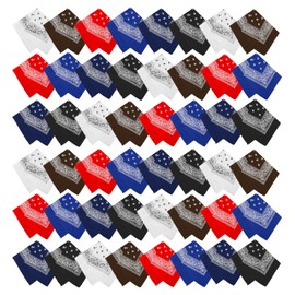 Winterlace 48 Pack Bandanas, Unisex One-Sided Print Paisley Retro Head Wrap Necktie Face Cover Bulk