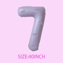 Bow Number Balloons Happy Birthday Number Bow Balloons Birthday Number Balloons Party Supplies(Purple Number 7)