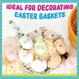 TonJin 12pcs Easter Tree Ornaments, Multicolored Hanging Artificial Easter Egg Ornaments for Tree, Basket, DIY Crafts & Easter Party Favors, Easter Chicken Decorations