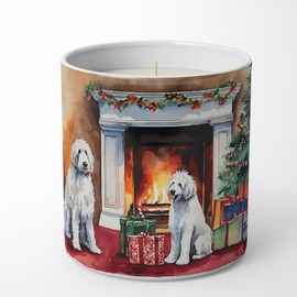 Caroline's Treasures Komondor Cozy Christmas Decorative Soy Candle Nature Soy Wax Essential Oil Home Decor Ideal for Bedroom Kitchen Bath Office Gift, 10 oz