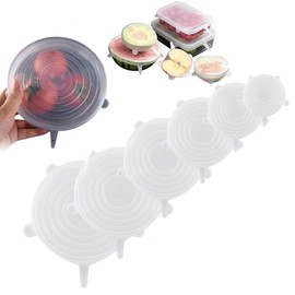 Reusable Silicone Stretch Lids for Food Storage in Refrigerator,6PCS Elastic Covers for Bowl Cup, Cans, Jars, Round and Rectangle Container,Heat-Resistant Food Grade Silicone Microwave Food Cover