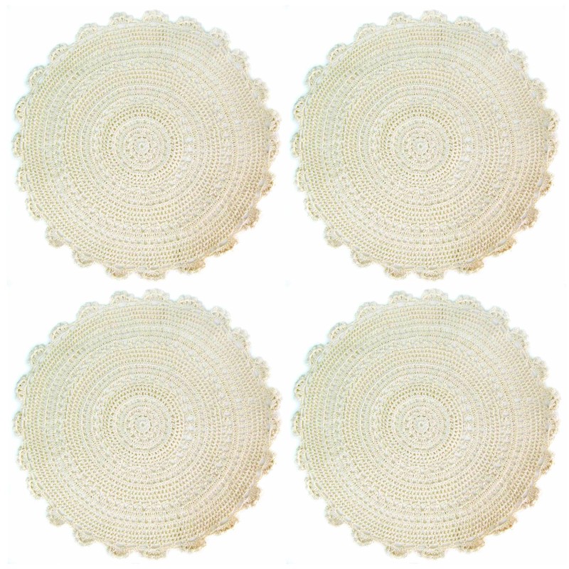 kilofly Handmade Crochet Round Cotton Lace Table Placemats Doilies Value