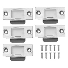SG Store 5 Sets Door Strike Plate with Dust Box & Matching Screws Stainless Steel Security Strike Reinforcing Kit for Wooden Doors House Doors