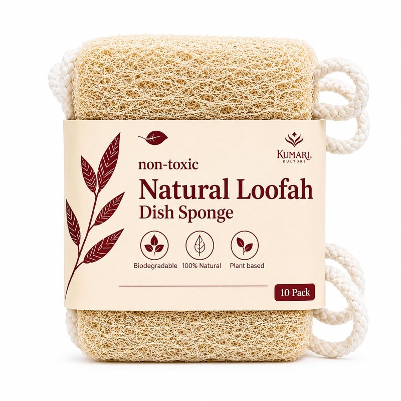 Esponja de lufa natural KUMARI KULTURE (Paquete de 4) Multiusos