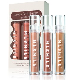 Vodisa 3Pcs Lip Gloss Collection Makeup Set, Shimmery Smooth Lip Glosses for for Girls Women, Soft Liquid Long Lasting Lip Glosses Set with Rich Varied Colors 01