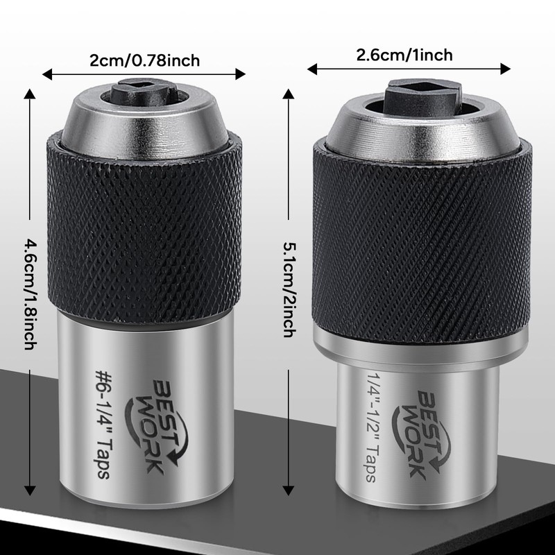 Bestwork 3pcs Adjustable Tap Socket Set, 3/8" Drive Tap Handle