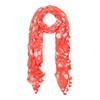 TrendsBlue Premium Viscose Elegant Lace Floral Scarf, Coral