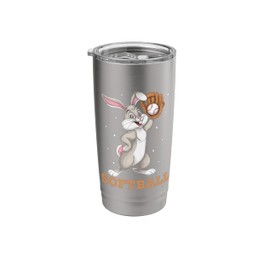 Rabbit Bunny Softball Player Catcher Pitcher Softballer Stainless Steel Insulated Tumbler