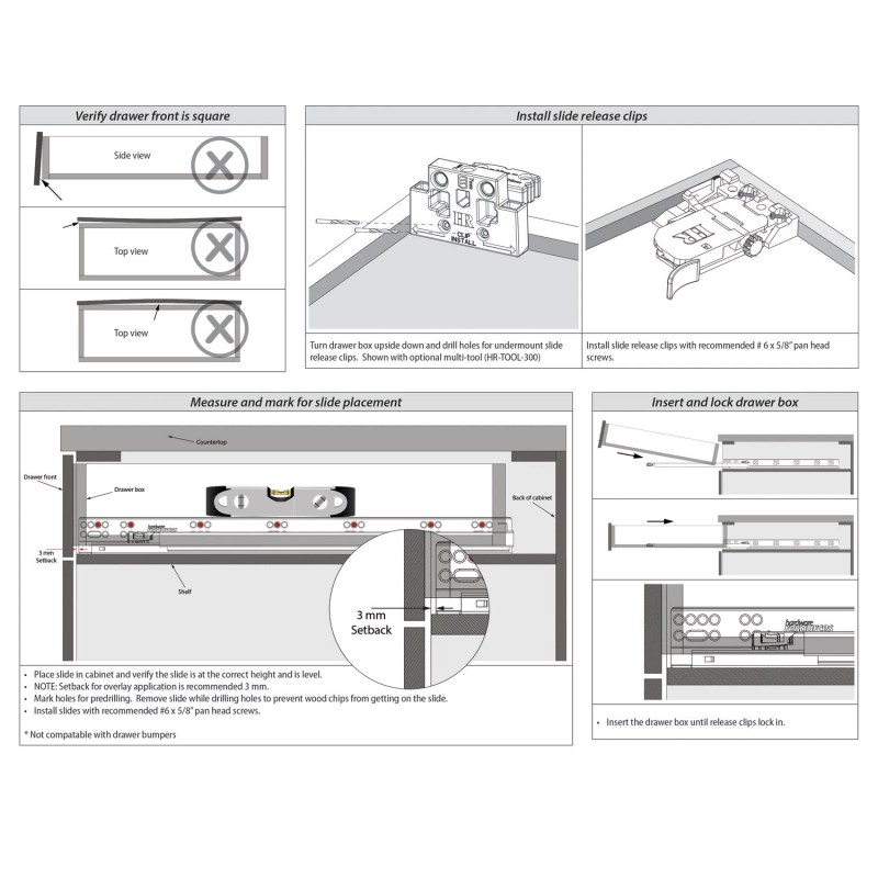 Hardware Resources Standard Duty Soft-close 100 lb Full Extension Undermount