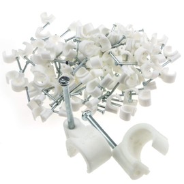 Cable Clip Hook Style 8 mm To 12 mm Round For Fixing Cables White [Pack of 100] [8 mm to 12 mm]