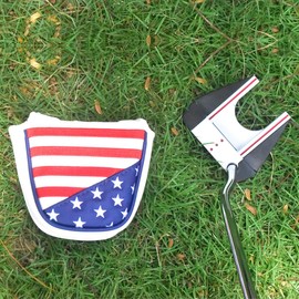 Golf Putter Cover USA Mallet Putter Headcover with Magnetic Closure Leather Golf Club Covers for Most Brand (for Mallet/Style 3)