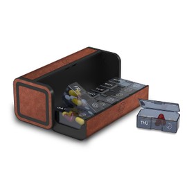 TALVOLC M PU Leather Weekly Pill Organizer, Detachable Travel Pill Box with Aesthetic Privacy Design, Large 7 Day Case for Am/Pm Medication, Durable & Scratch-Resistant (Brown)