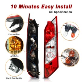 ZSBMP Tail Lights Compatible with Ford Transit Connect 2014-2023 Rear Lamp With New Bulbs and Harness Taillight Rear Brake Lamp Signal Assembly(Right Passenger Side)